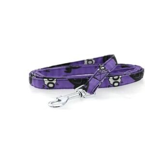 Purple Doggie Design To Cute To Spook Dog Leash Halloween Black Cat Bats Pattern